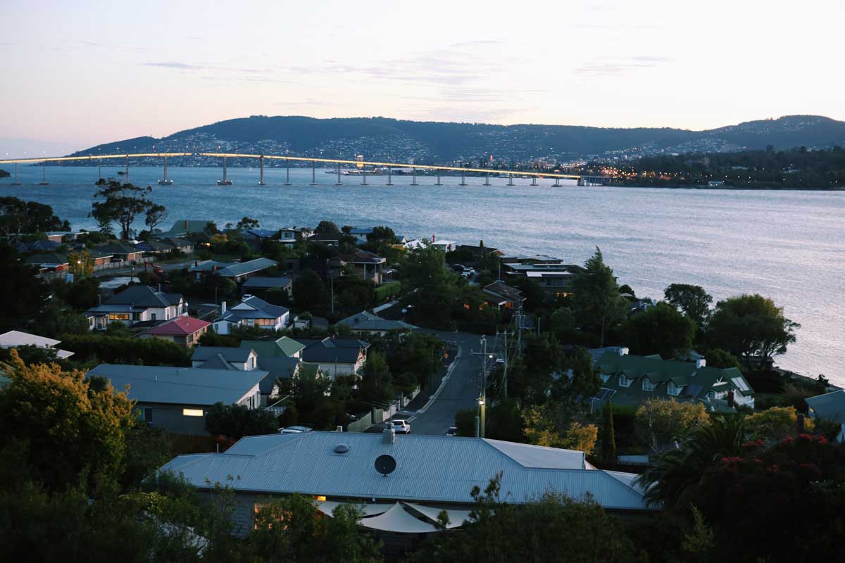 View from the deck of our host's home in Hobart.