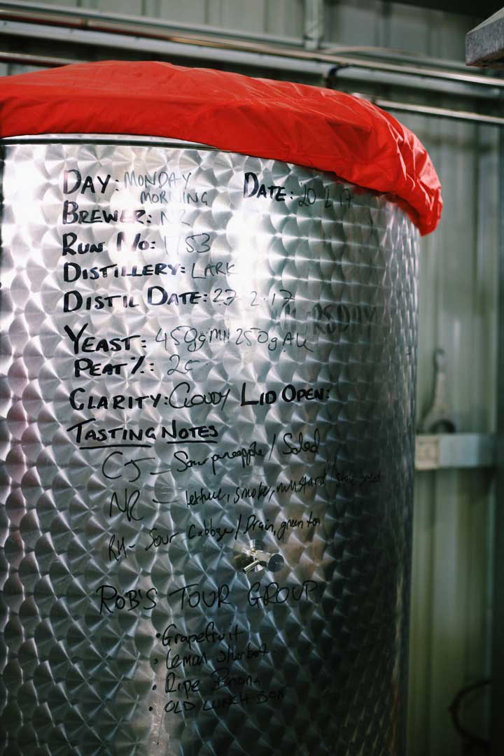 Tasting notes from the Lark team, including "Sour pineapple, mustard, and cabbage," yum.