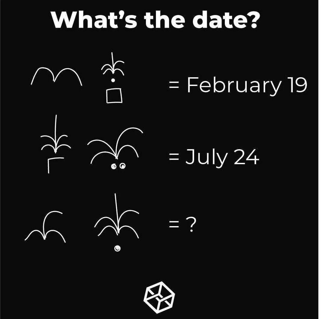 Puzzle time! Can you guess the date? This is the first of a regular series of weekly wonder-filled puzzles, from our workshop to you! 😉 For this first instalment, we've cooked up a bit of mysterious-symbol logic, not too dissimilar to what we create