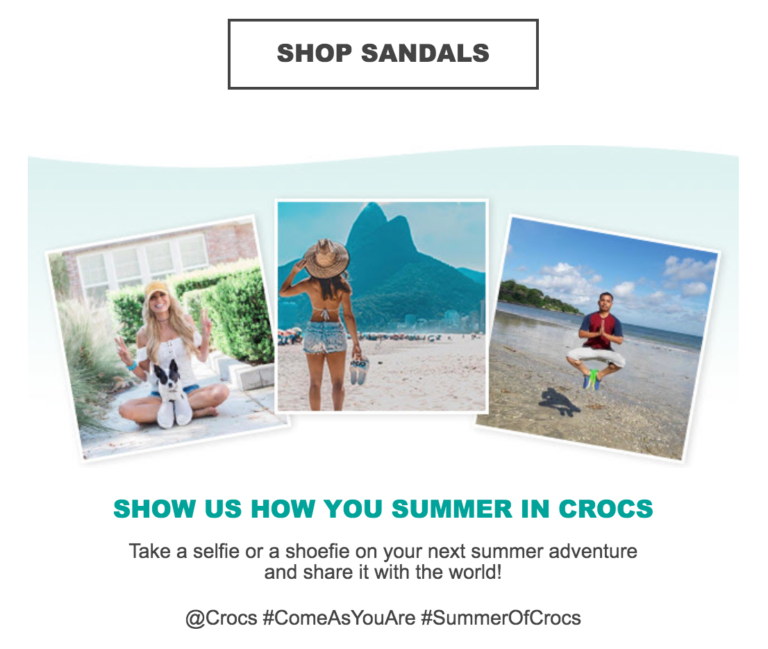 Crocs social proof email example