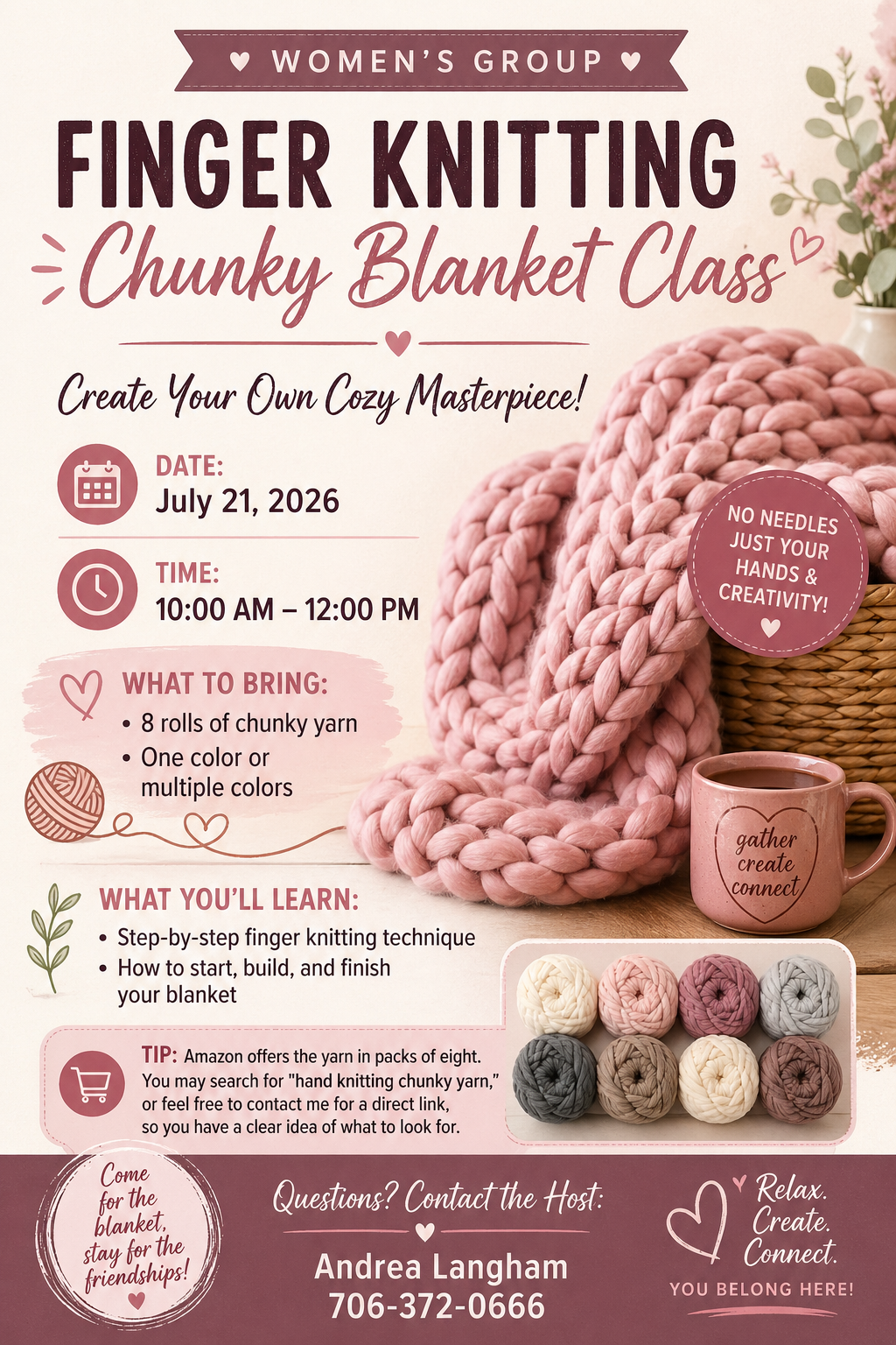 Chunky Yarn Blanket Class