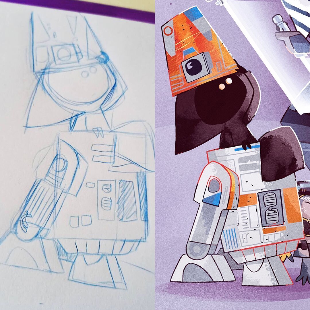 #CreativeProcess | &ldquo;The Droids You&rsquo;re Looking For (Empire Rebellion)&rdquo; - Like the other pieces in this series, @misterhope handled the stellar drawings and character designs, and I put my spin on the colors, textures and spearheaded 