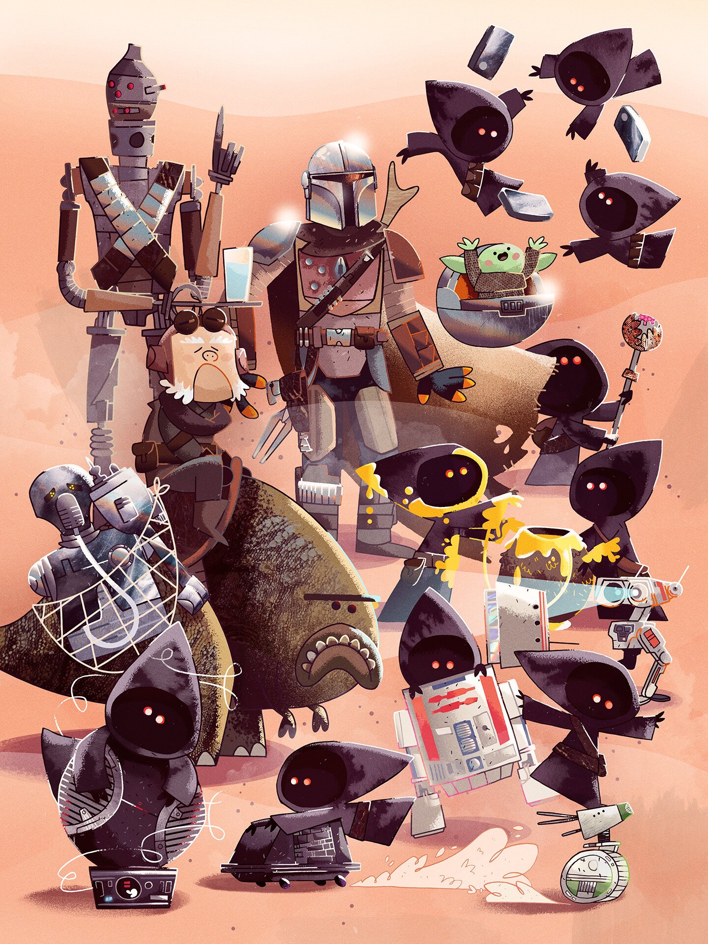   “The Droids You’re Looking For (Offworld)”  | Collab with  Mister Hope  for Star Wars Day! | 2020 |  Illustration  