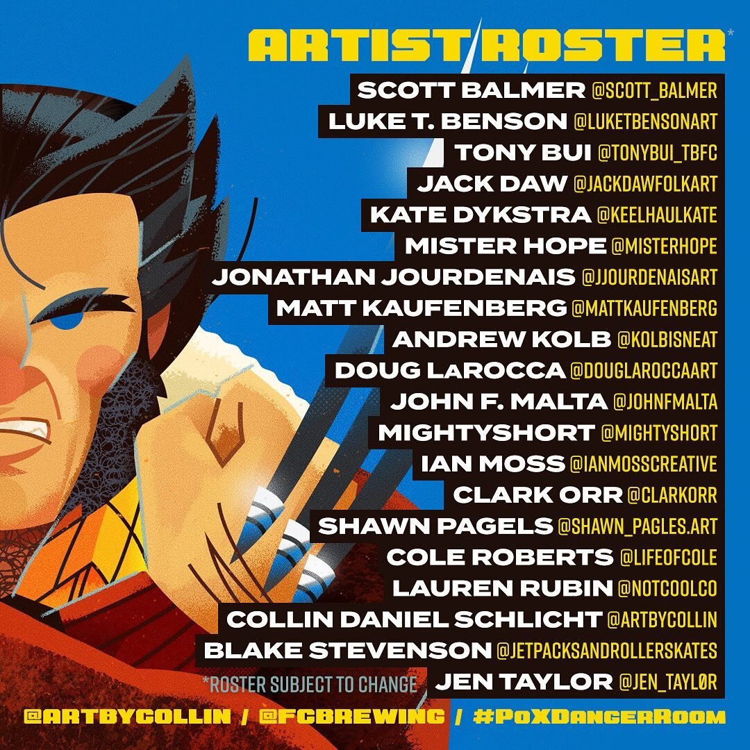 #PortraitOfX DANGER ROOM: A 90&rsquo;s X-MEN ART SHOW (Roster) &bull; Let&rsquo;s do this, Bub. 💪 I&rsquo;m thrilled and honored to X-pand my ongoing PoX series by curating a group gallery show at the fantastic @fcbrewing as we showcase some of the 