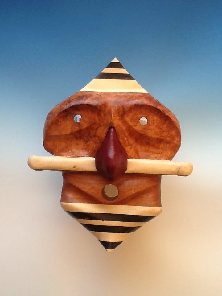 "Formal Pie" Amboyna Burl, Ebony, Holly, Vera, Purple Heart Nose 4" x 10.5" x 12.5"