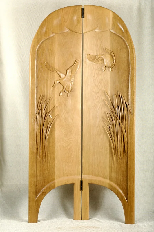 Mallard Migration 2" thick White Oak screen carved on both sides
