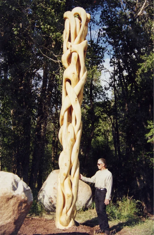 "What the heart sees"   22' Englemann Spruce abstract totem.  Private commission.