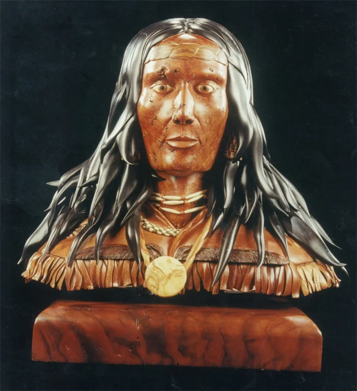 "Yellow Knife" Mosaic Sculpture: Three dimensional, natural colored wood.  Private collecti