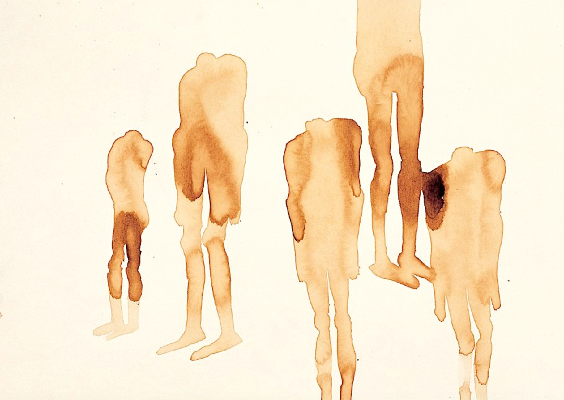 Antony Gormley, "LEARNING TO THINK (AGAIN)", From "CHICORY COFFEE" series, Chicory coffee on paper, 1995-1996
