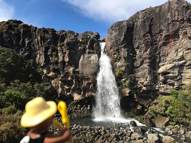 Day 53: Kiwi takes a look a Taranaki Falls on our way out of Tongariro National Park