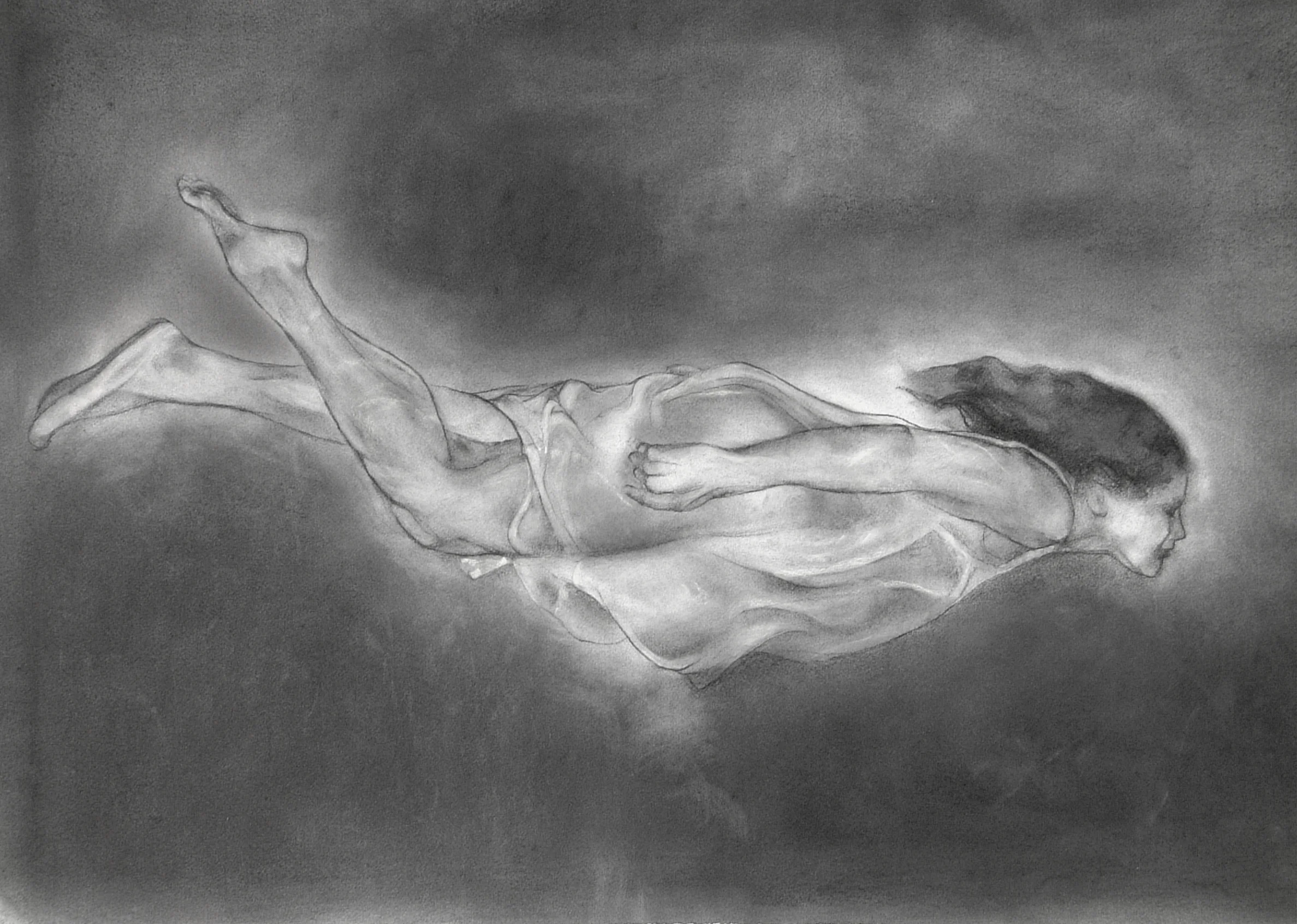 Journey, chalk pastel, charcoal, metallic pigment on paper 2'-3' 2004 $1300.JPG
