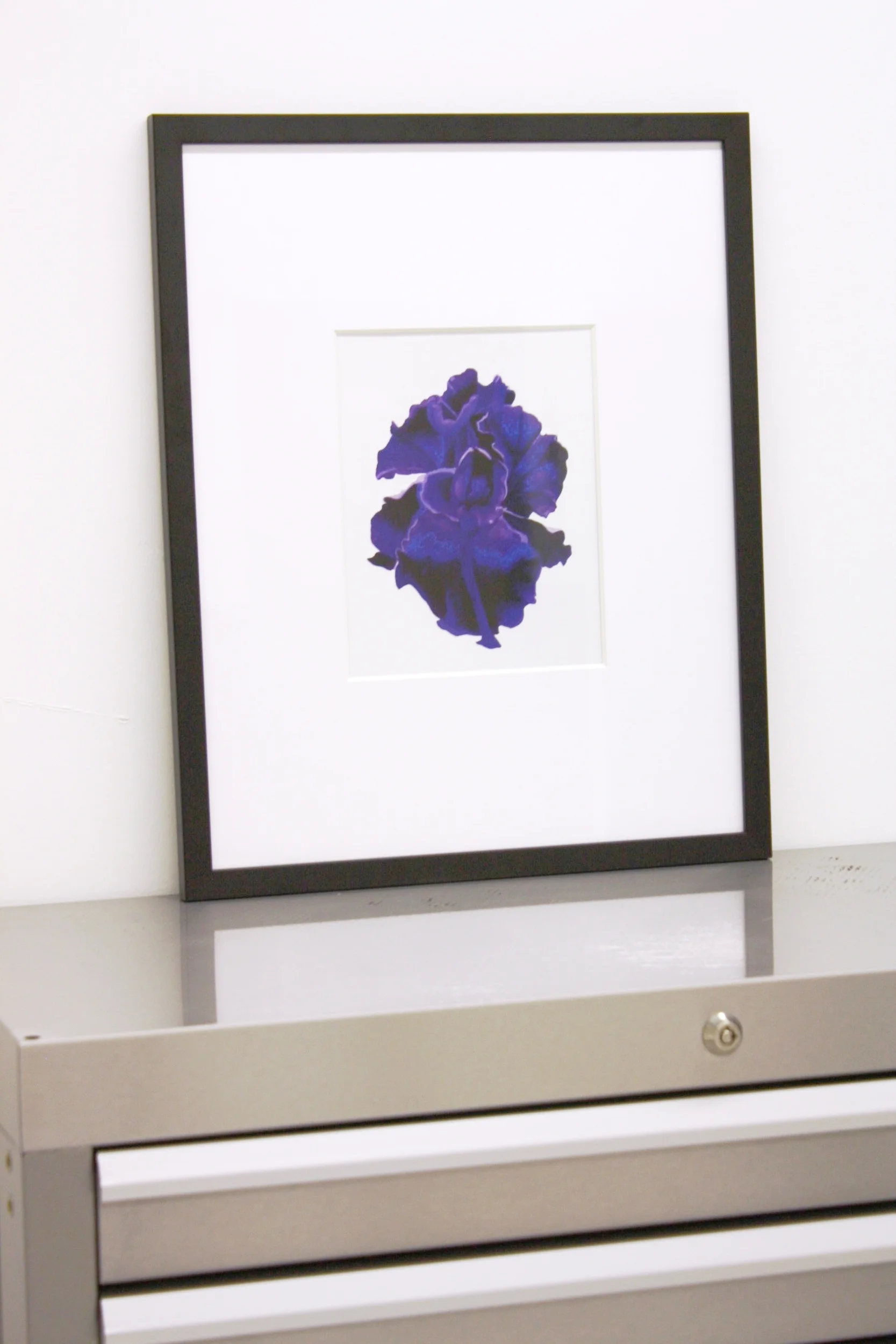 bearded iris, flower art print, flower artwork, purple, blue, metallic, acrylic painting, gift, wall decor, wall art, floral art print