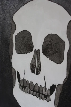 White Skull Original Painting Champagne Reid