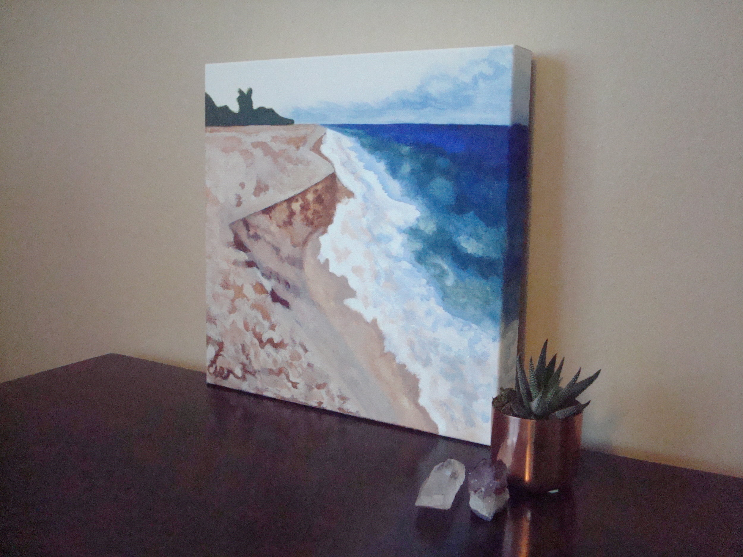 Sand Dunes Mokuleia Beach Scene Original Acrylic Painting by Champagne Reid