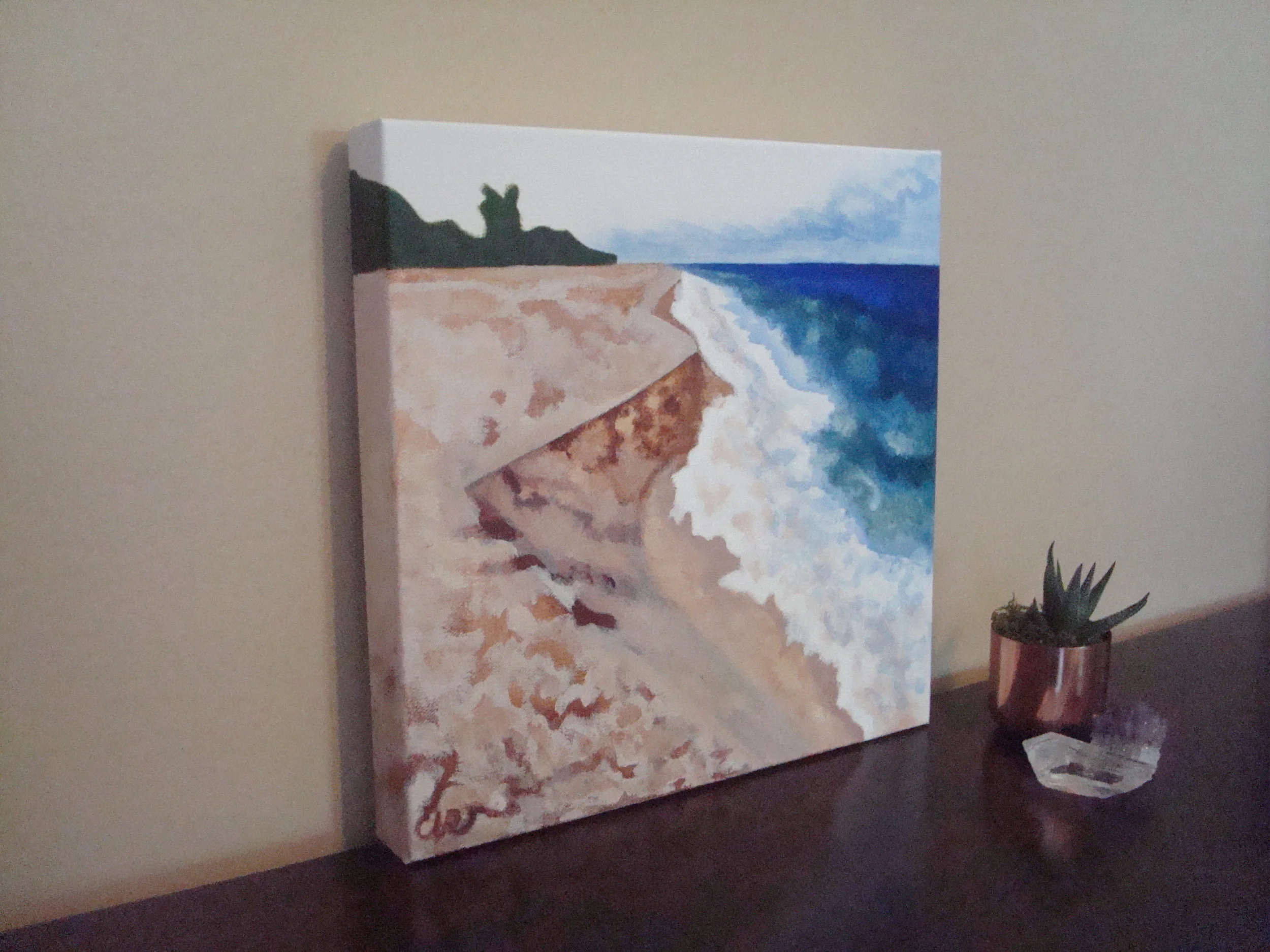 Mokuleia Beach Scene Original Painting by Champagne Reid