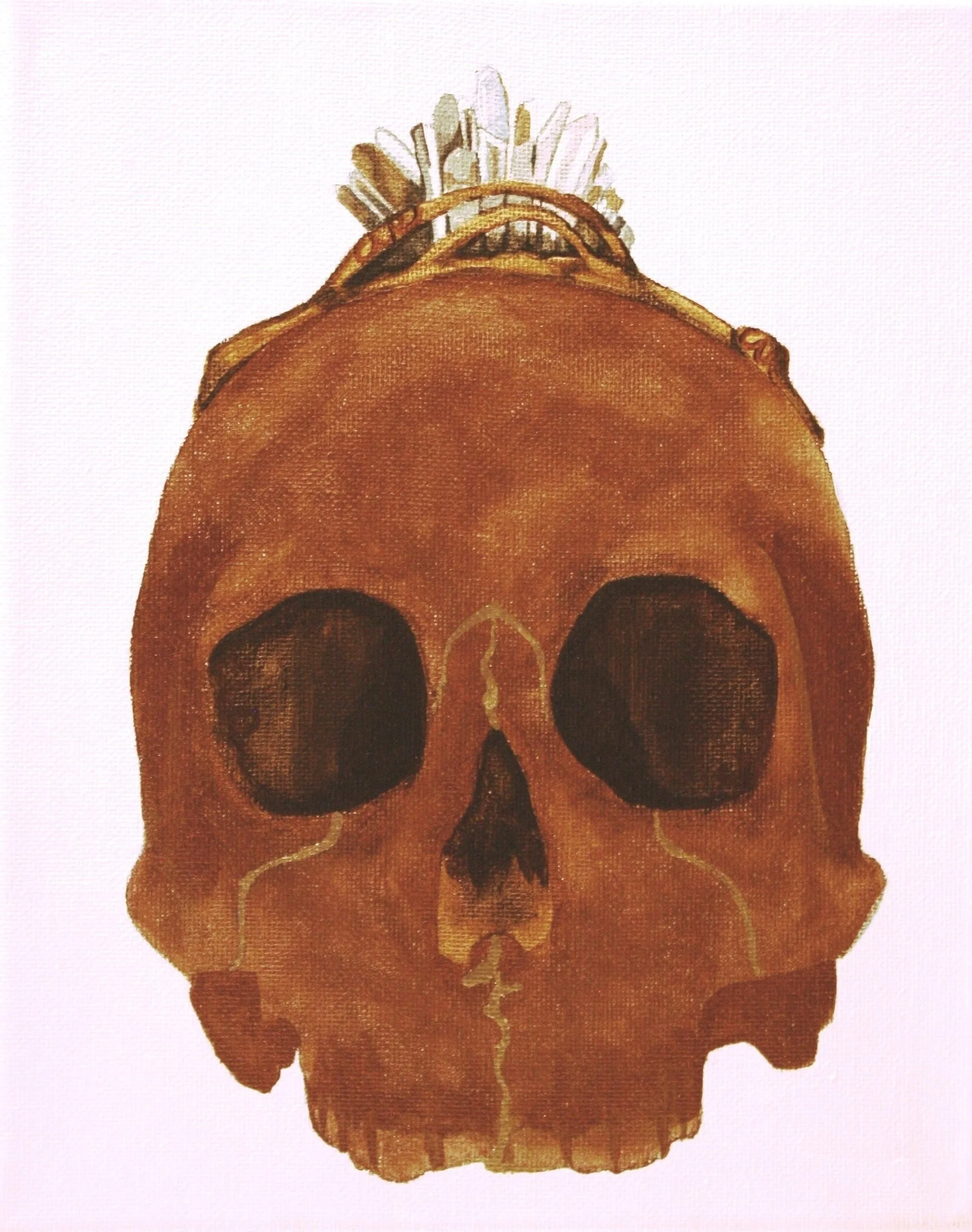 Bronze Skull Ice Crystal Crown Art Print