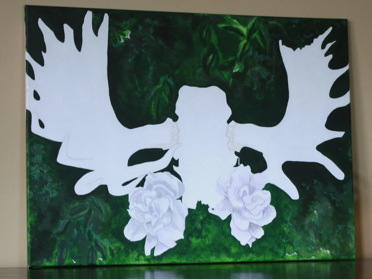 Moose Mount & Flowers Original Painting