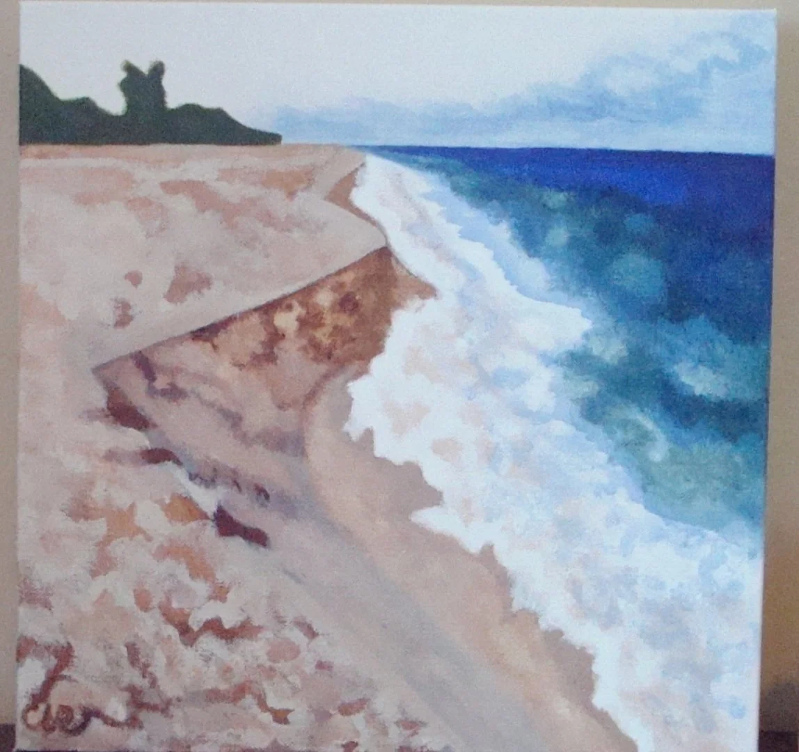 Mokuleia Beach Scene Original Acrylic Painting by Champagne Reid