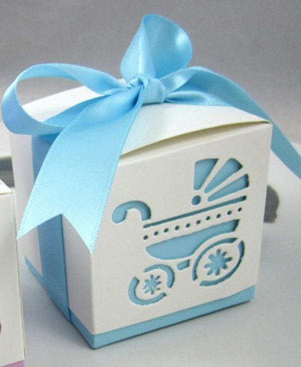 Baby blue baby shower favor box