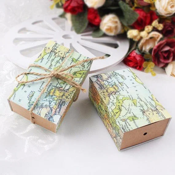 wanderlust Map wedding favor box