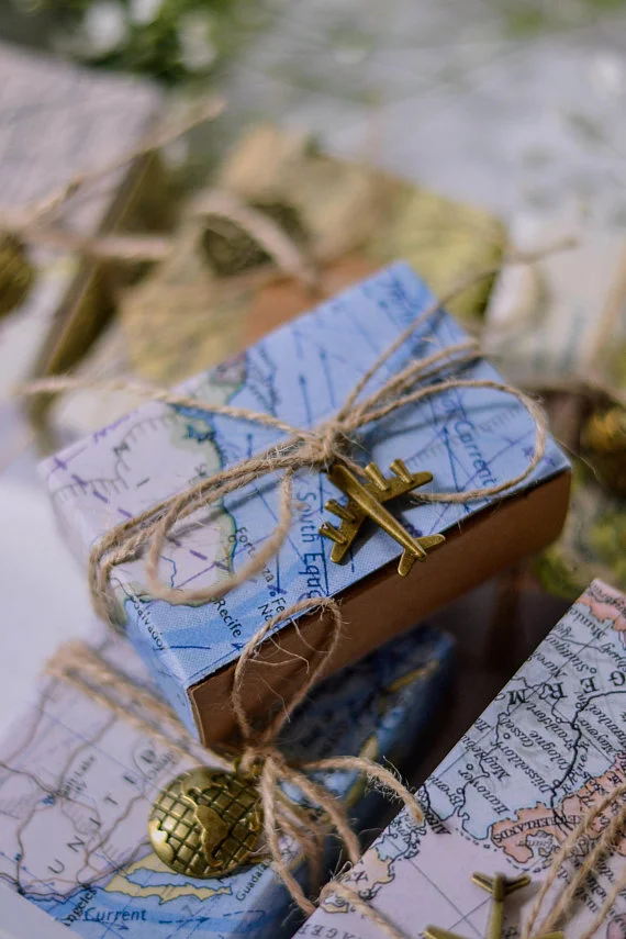 travel party birthday ideas vintage map candy box