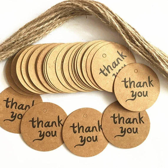 50 Thank You favor tags, Vintage favor tag