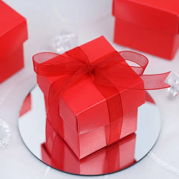 25x Red Favor Box, DIY Christmas Favor Boxes