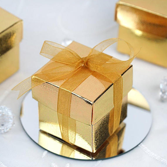 25x Gold Favor Box, Christmas Gold Favor Boxes