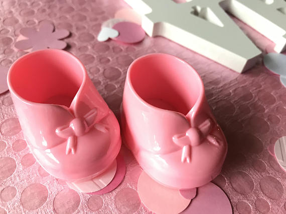12x Baby Booties, Pink & Blue Baby Shower