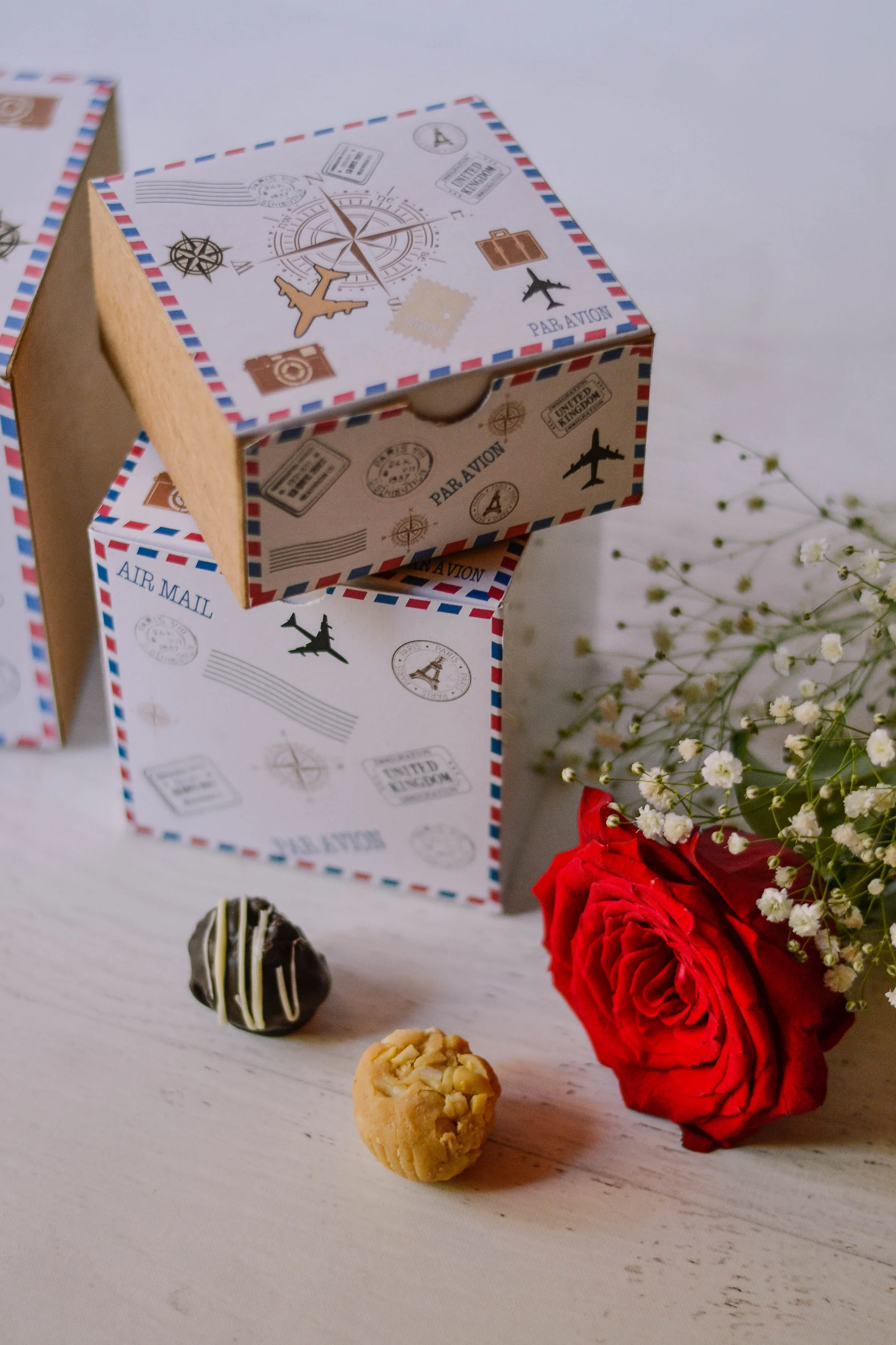 Vintage Airmail Envelope Post Design Favor Boxes