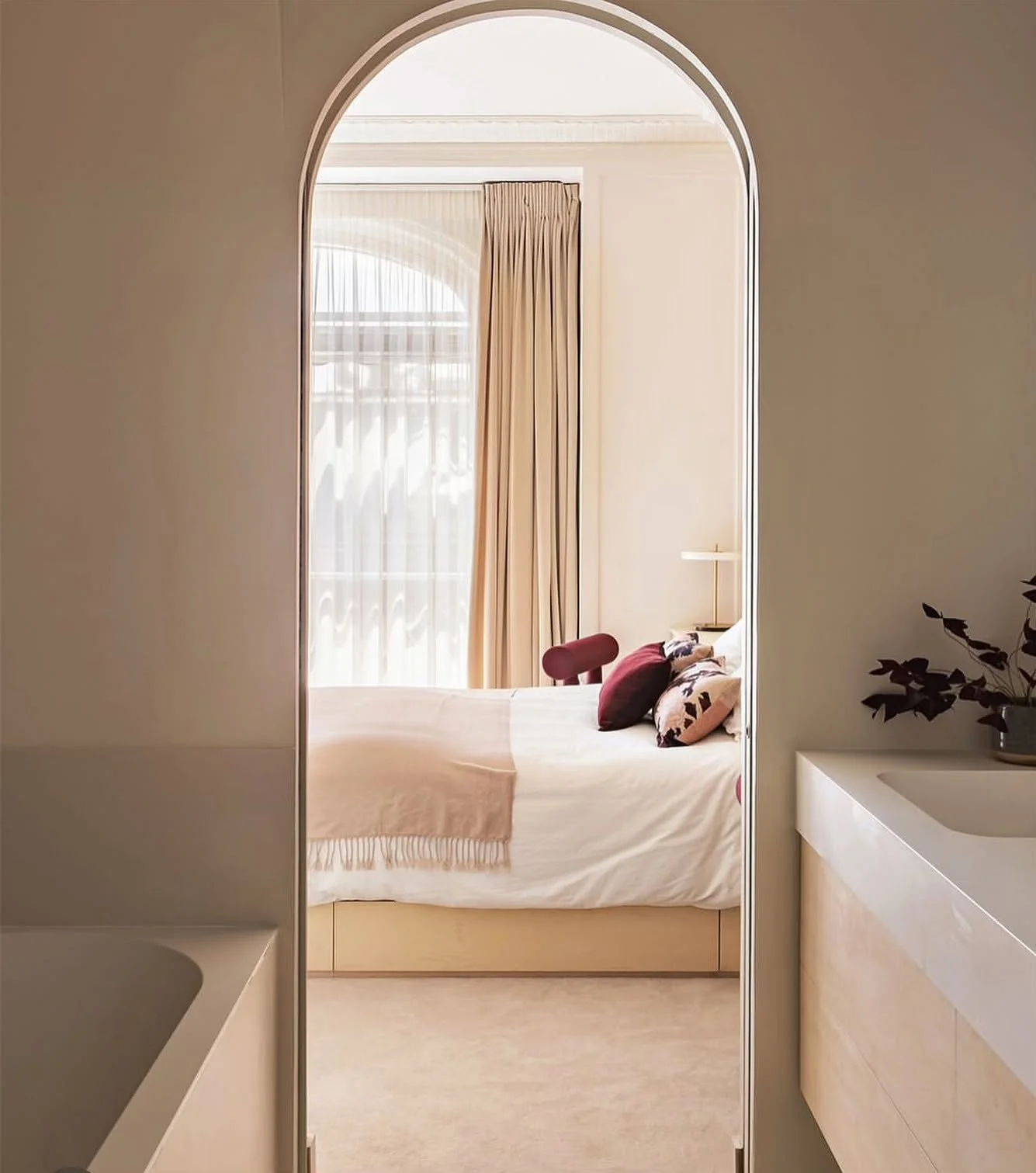 A primary bedroom in the Love Gua is a Feng Shui consultant&rsquo;s dream&hellip; you can go all out on fiery colors (purple, red, pink) and earthy cozy tones (cream, off white) from walls to floors to furniture without it seeming out of place. We ad