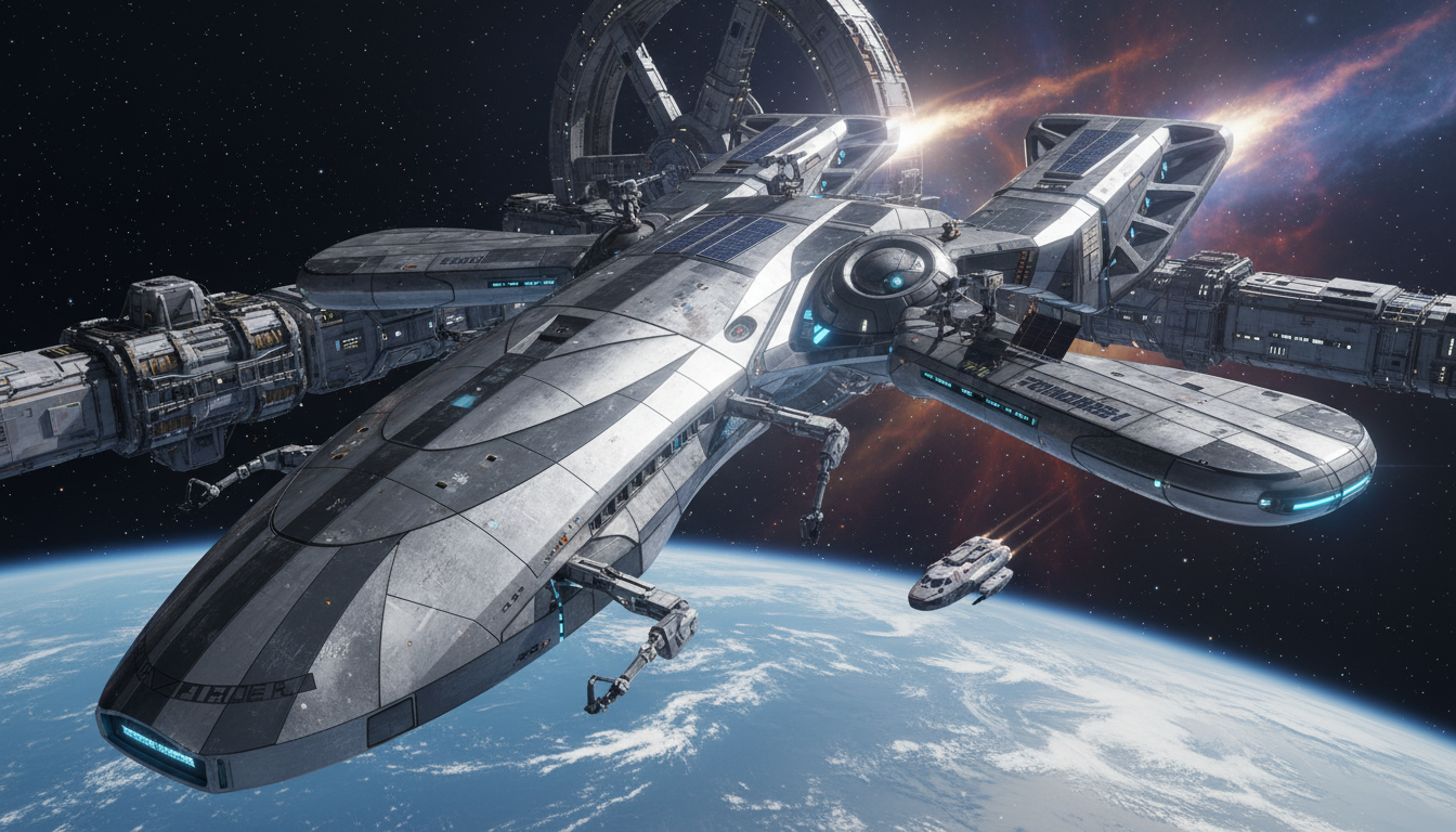 Firefly_Gemini Flash_Create photo real renderings of this Robotic Starship.  202560.png