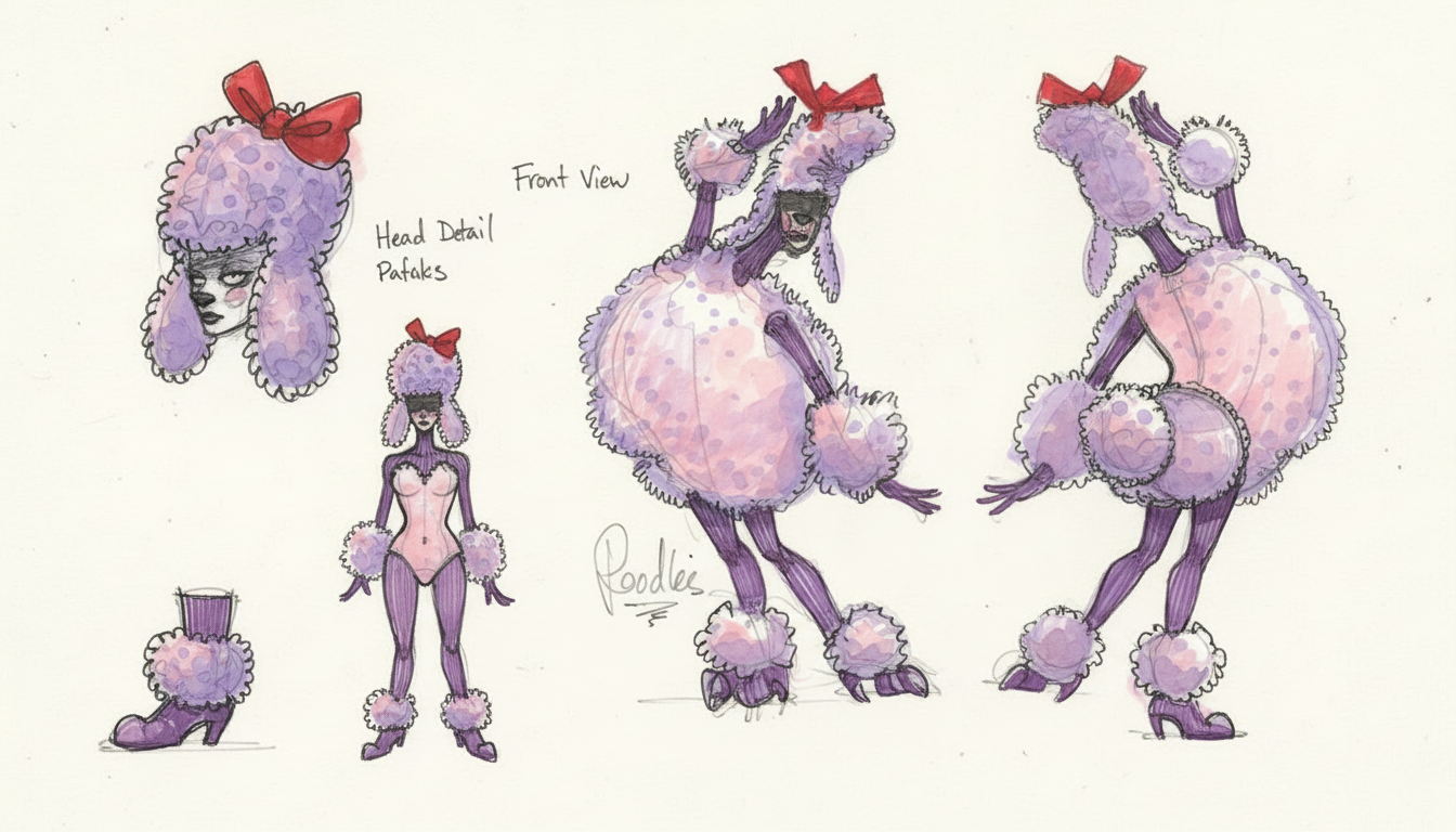 Firefly_Gemini Flash_Poodle costume theater, multiple views on white background 751921.png