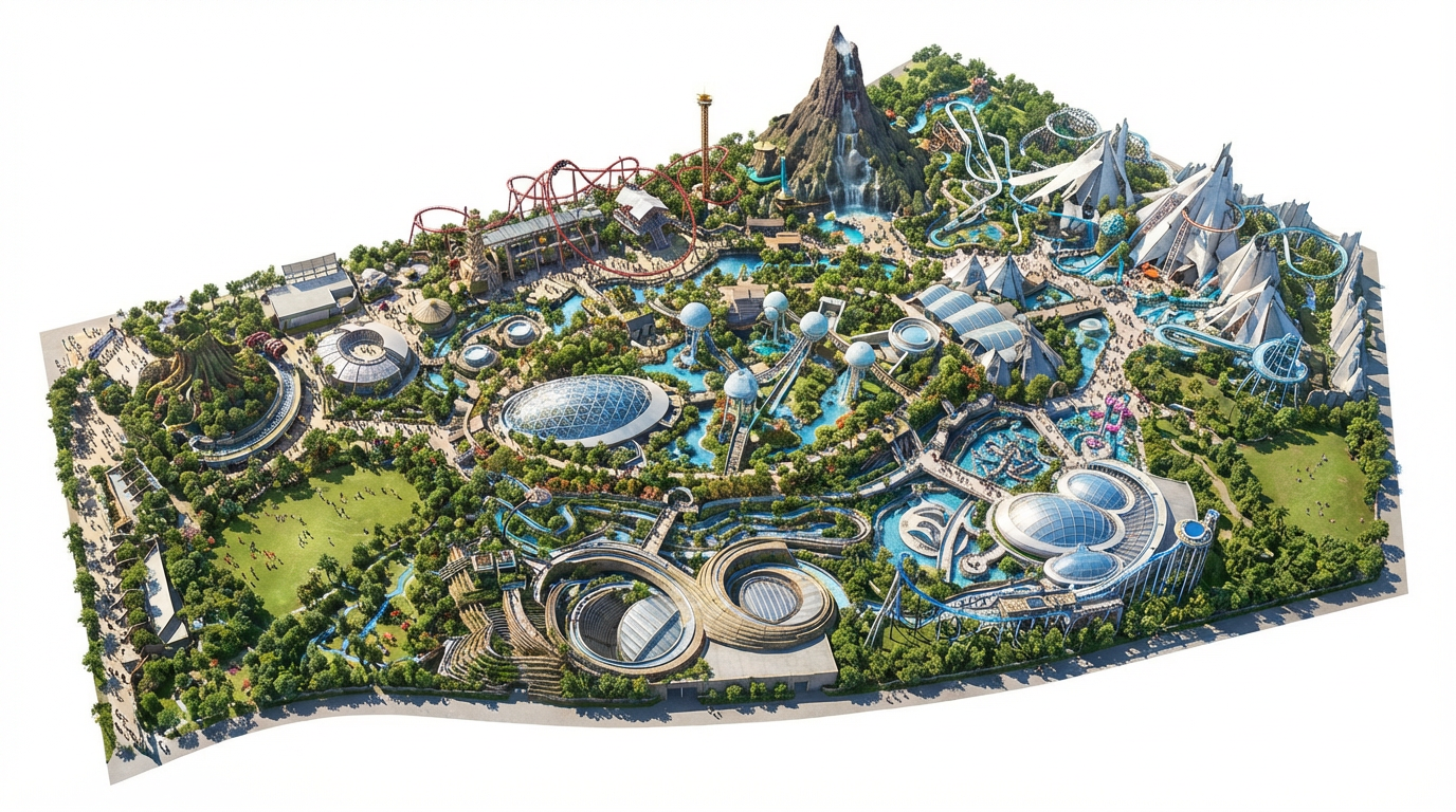 Firefly_Gemini Flash_Adventure theme park. Make photo realistic overall birds eye image 727306-2.png