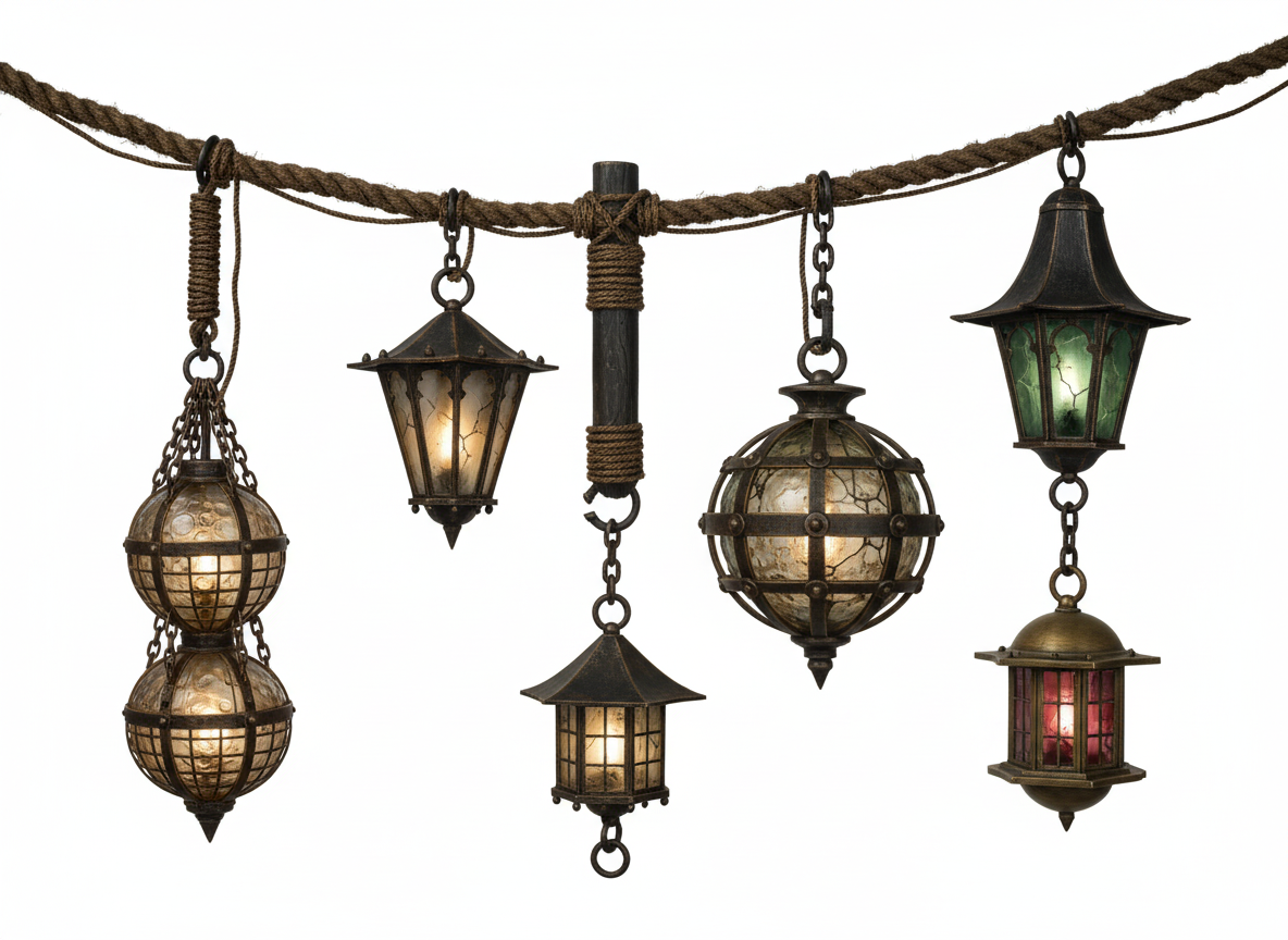 Firefly_Gemini Flash_create  photo real images of the pirate lanterns on white background 775358.png