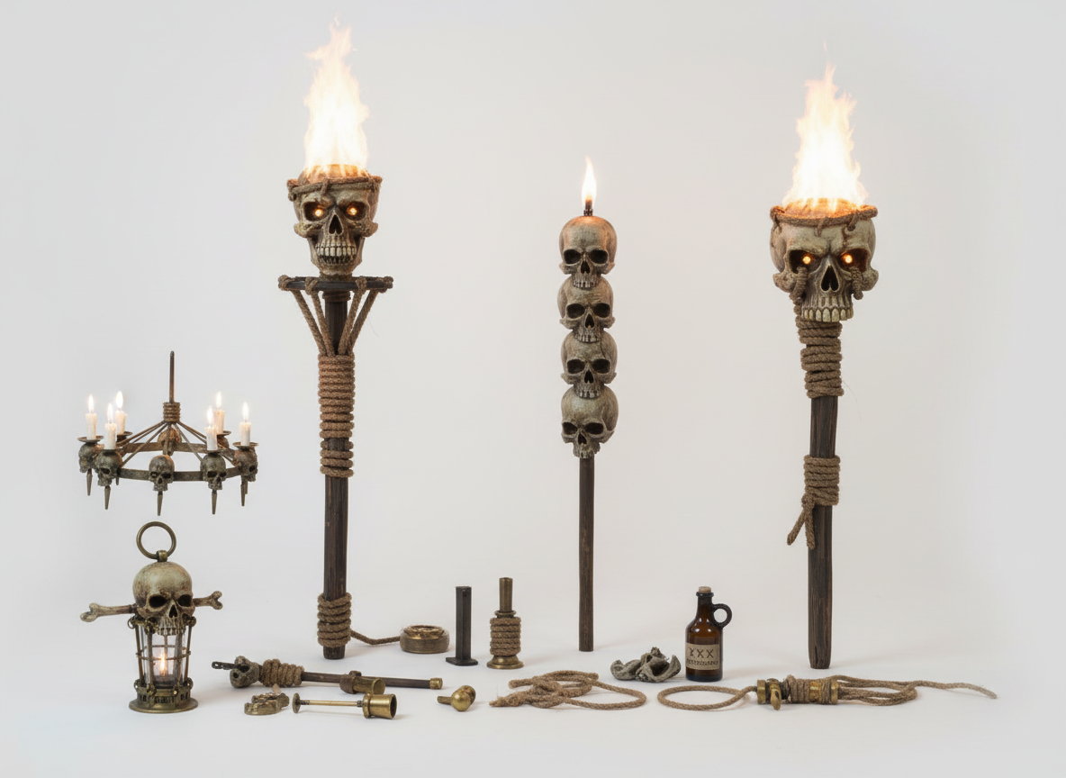 Firefly_Gemini Flash_create  photo real images of the pirate torches on white background 775358.png
