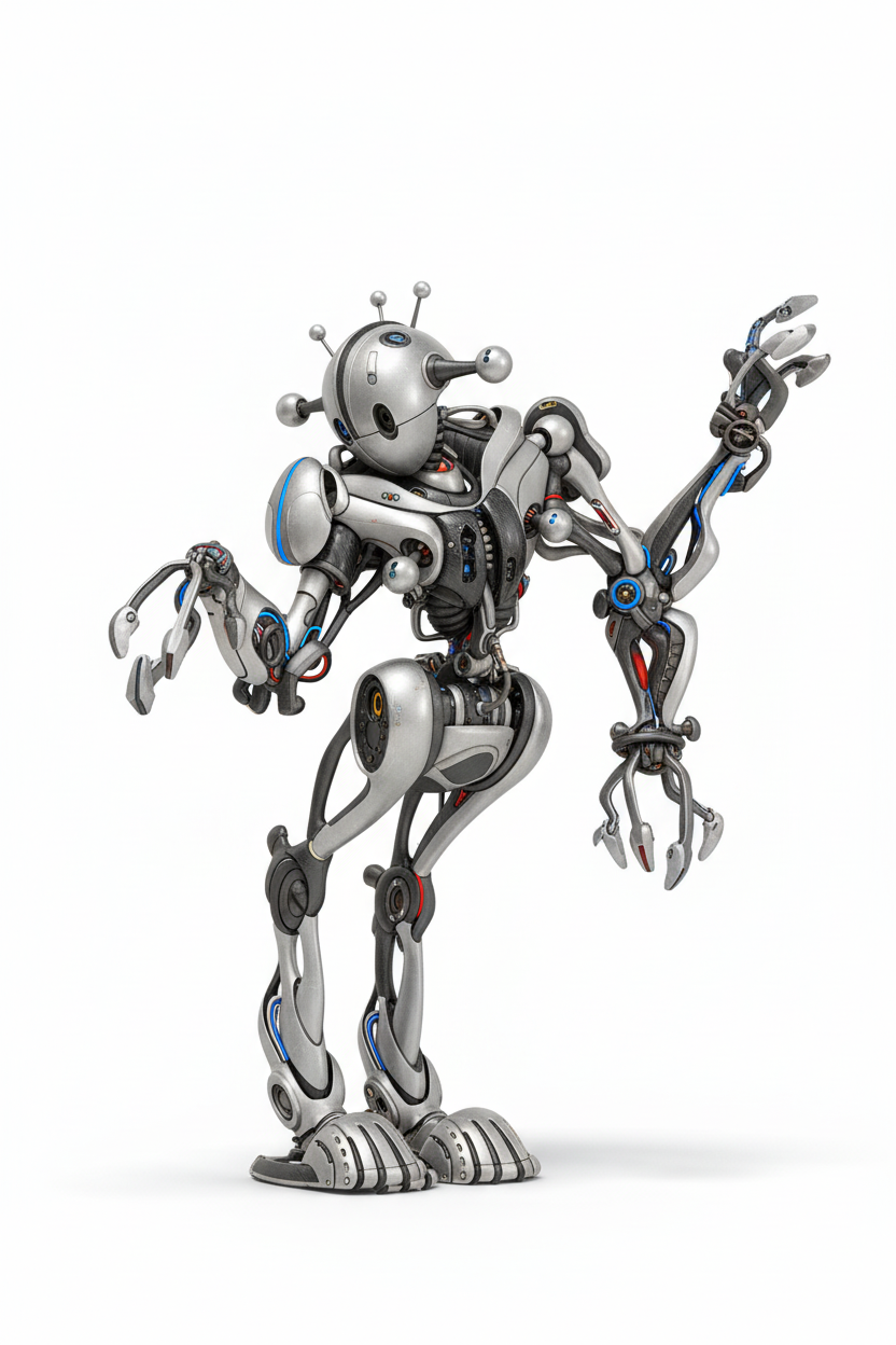 Firefly_make this look like a real robot on a white background. 211549.png