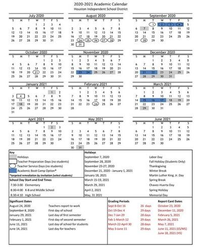 Updated Calendar For 2020 2021 Heights High School