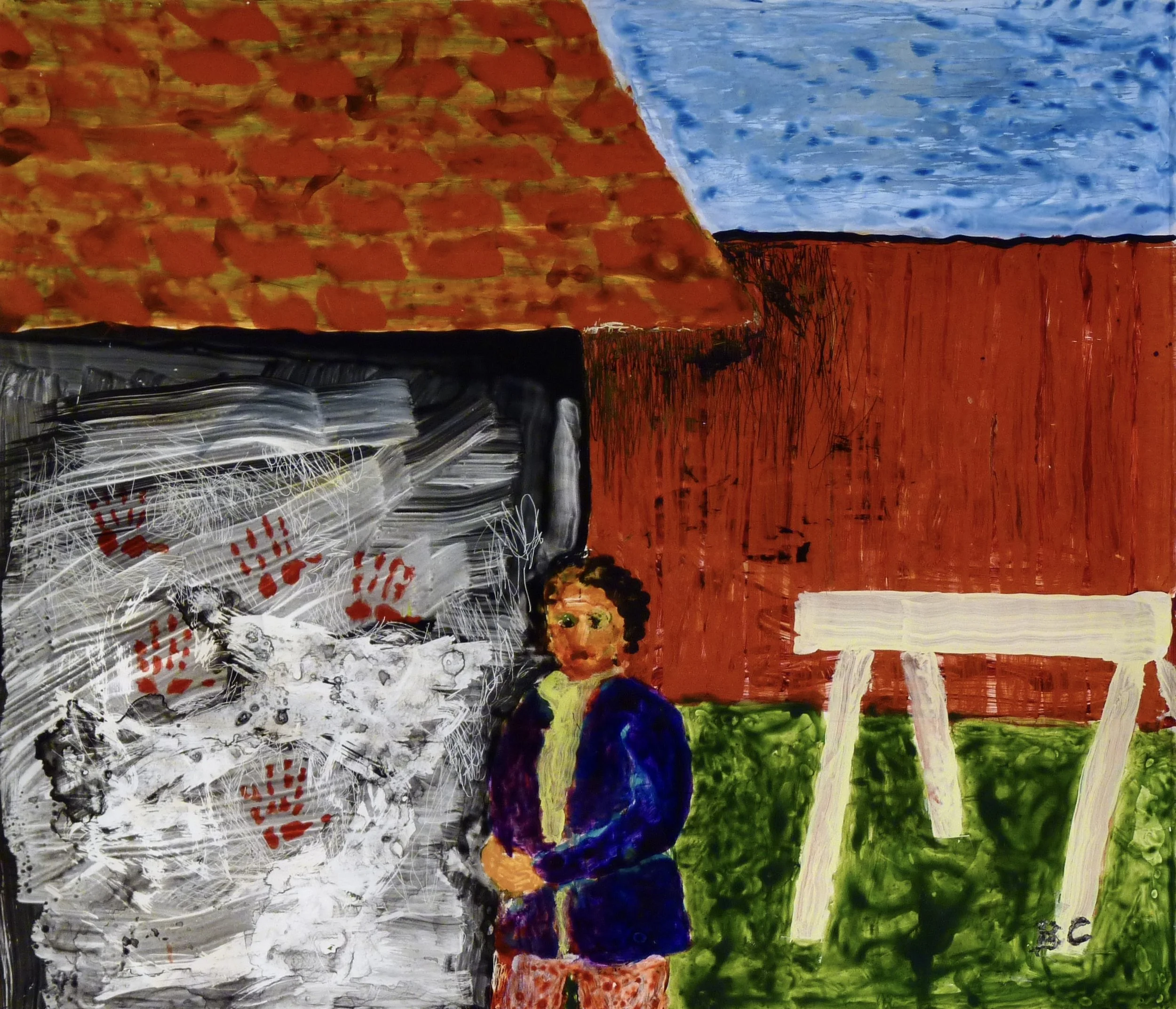 Woman with Hand Prints