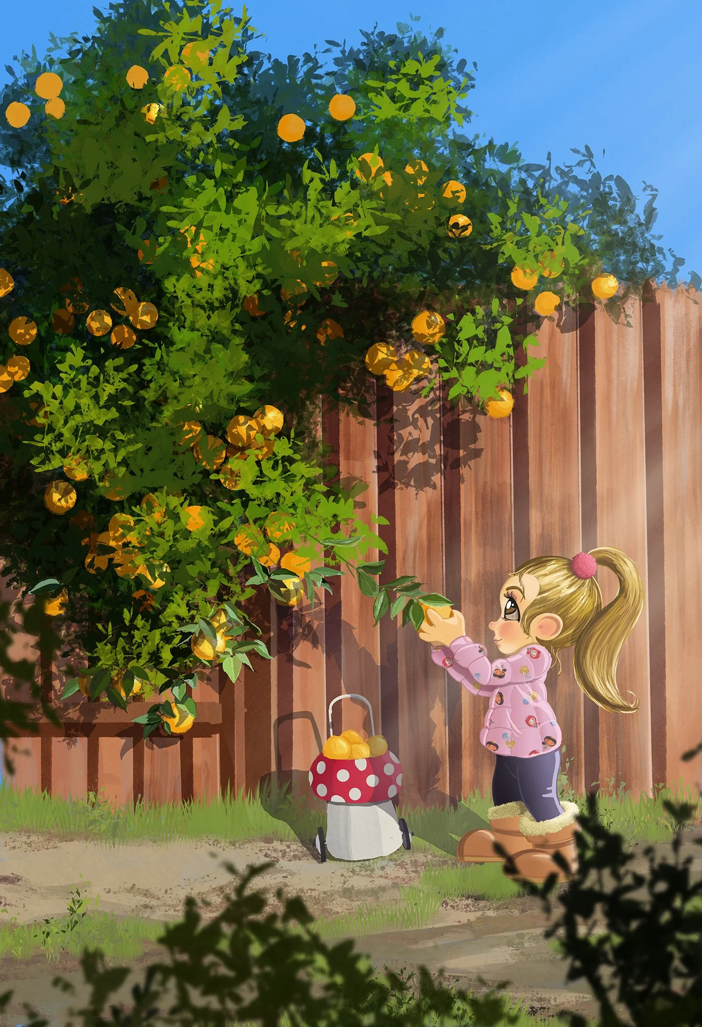Mia Picking Oranges