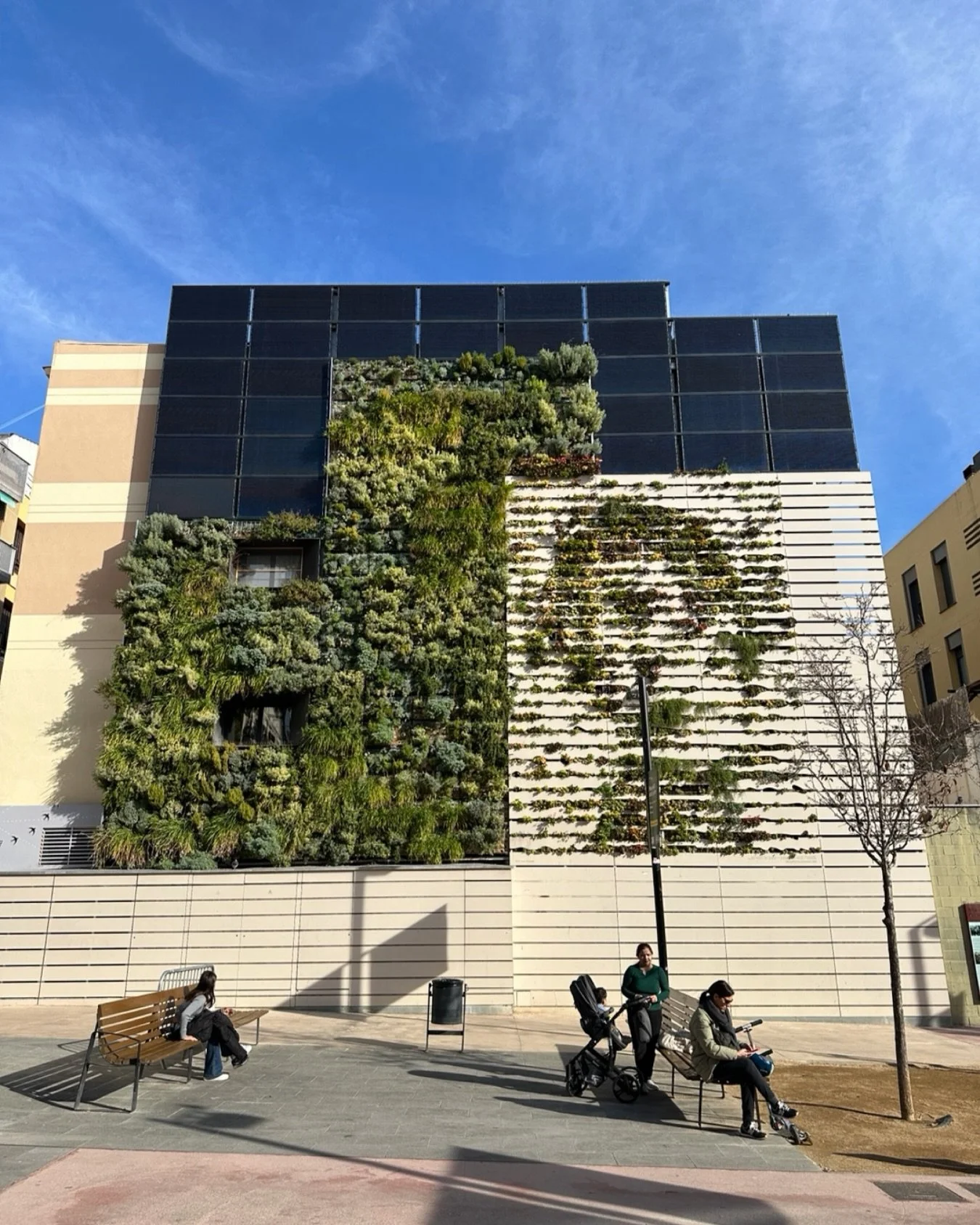 This wall has three jobs.

Generate power. Shade the building. Grow a garden.

Solar isn&rsquo;t just a rooftop afterthought &mdash; it&rsquo;s shade, insulation, sound barrier, canopy, and architecture. Energy is the bonus. ⚡

Where&rsquo;s the cool