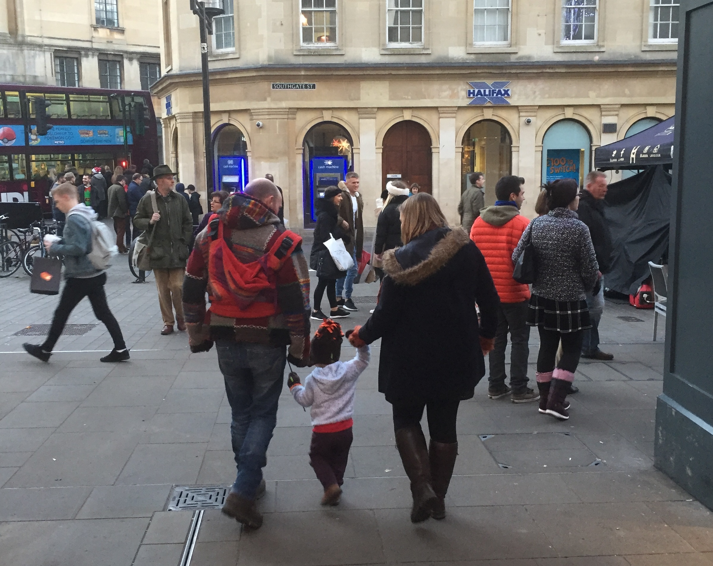 We made it out! Christmas market 2016 with our Girasol Red Double Rainbow (Diamond Weave) Toddler Wompat (unloaded in this photo after a hard day's work!)
