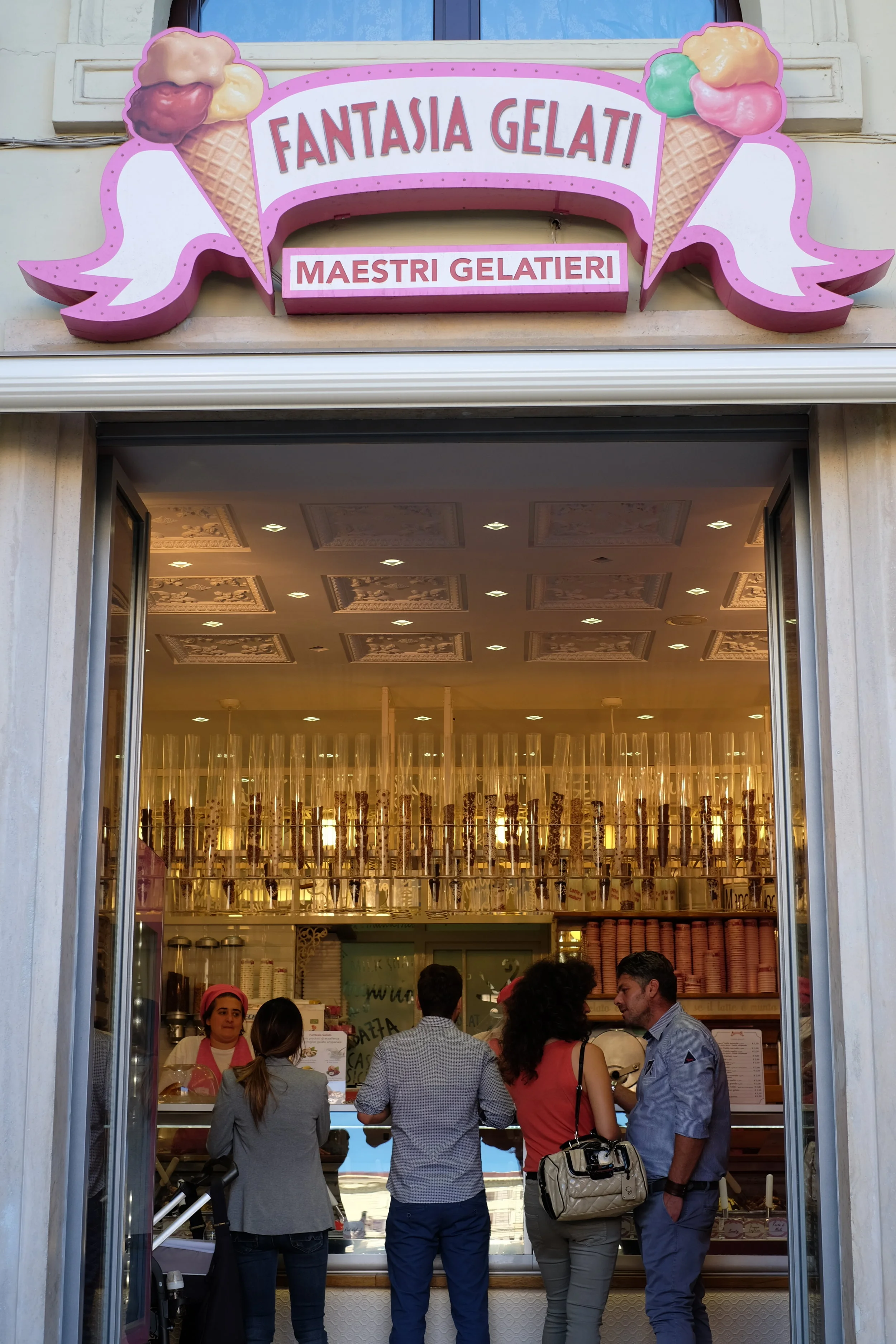 An impressive variety of cones for your gelato at Fantasia Gelato.
