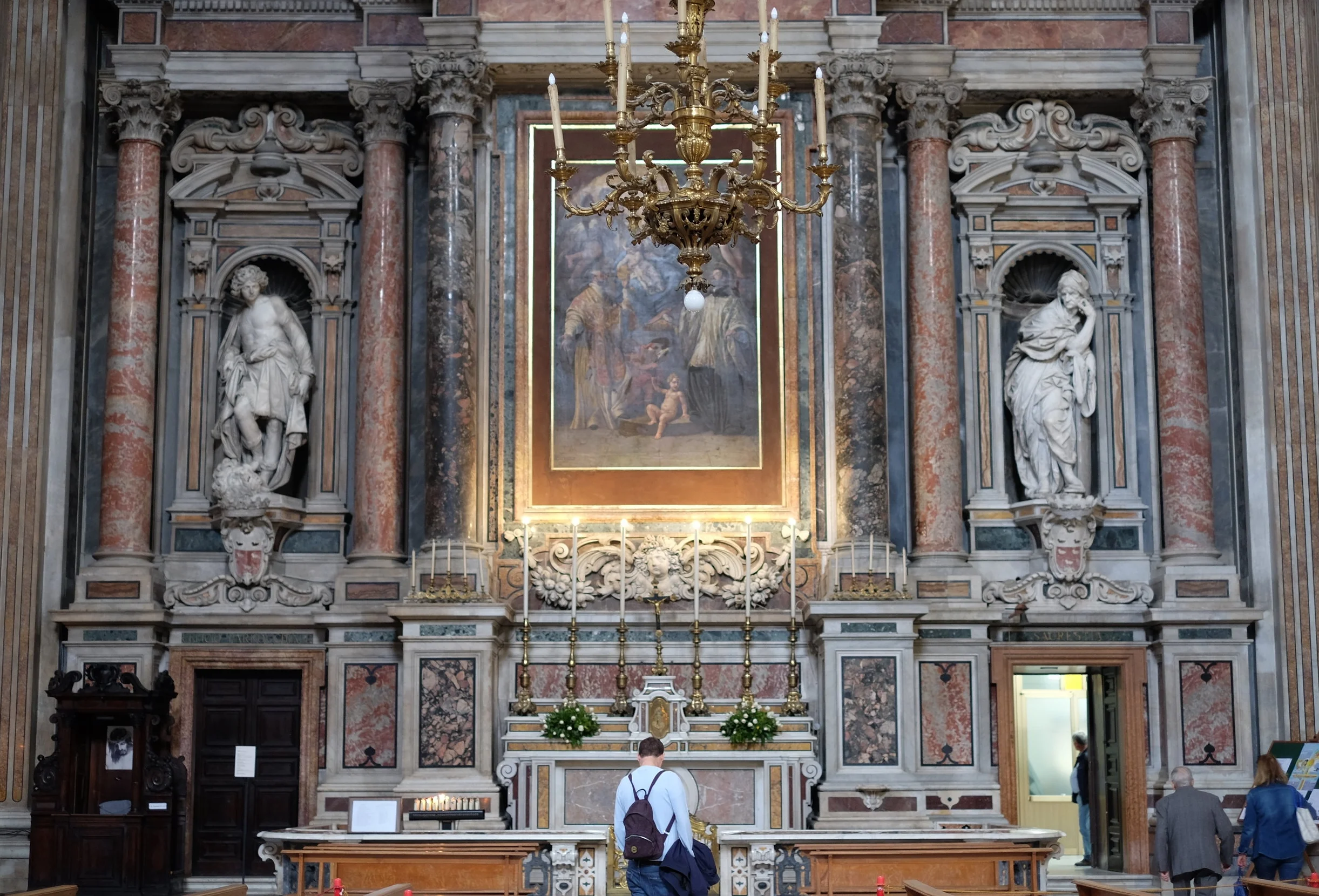 The spectacular sculptures of the Saint Ignatius of Loyola Chapel by Cosimo Fanzago.