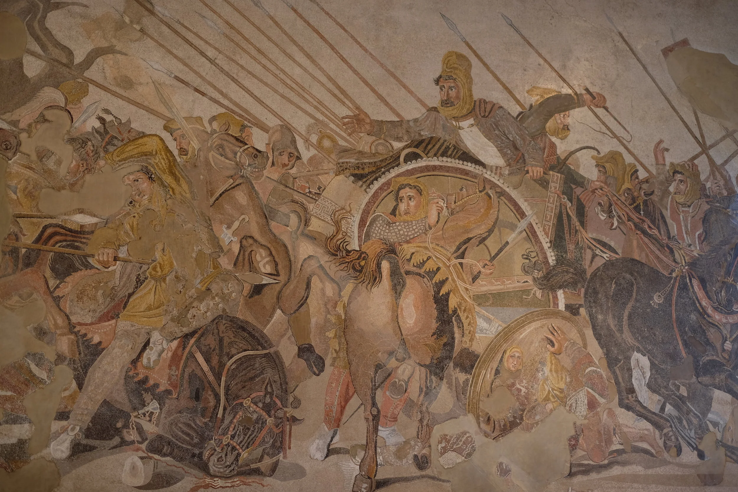 The original mosaic pavement of Alexander from the House of Faun in Pompeii