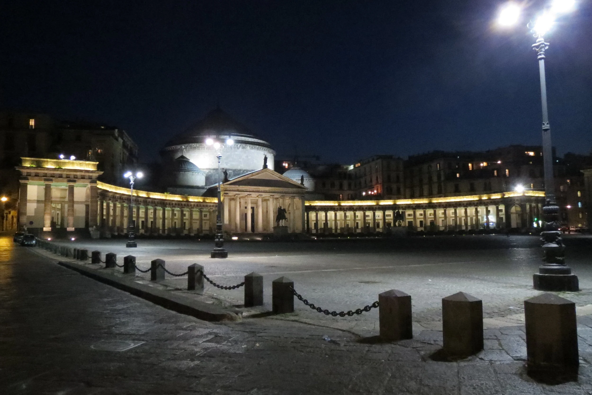 Piazza Plebiscito facing the San Francesco and Paola church, inspired by the Pantheon and Saint Peter church in Rome.