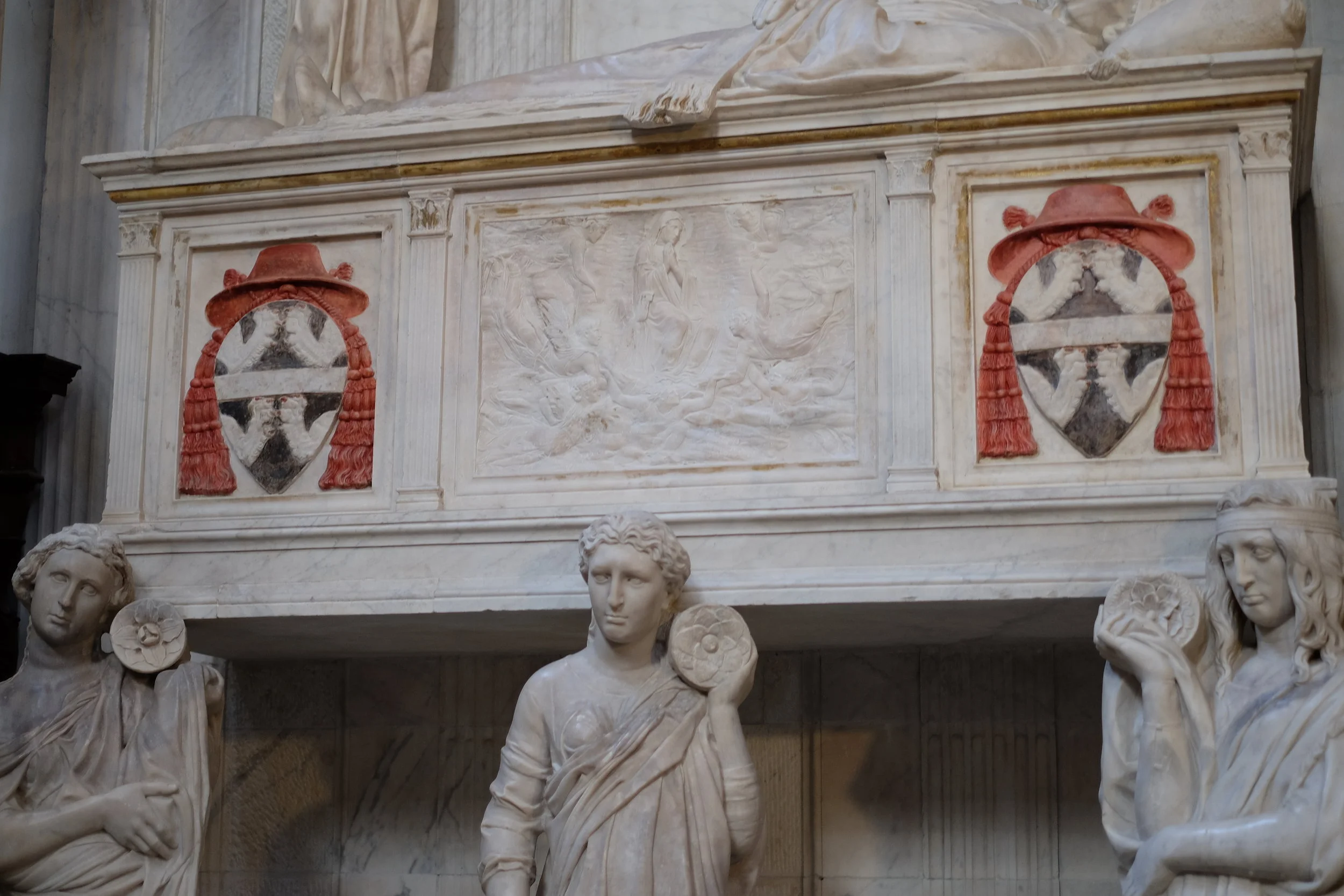 Details of the relief (at the centre) attributed to Donatello.