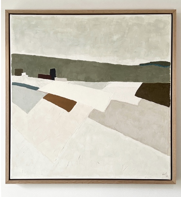 SOLD 24 x 24 IMPASTO ACRYLIC ON CANVAS WHITE OAK FLOATING FRAME (1818 Collective)