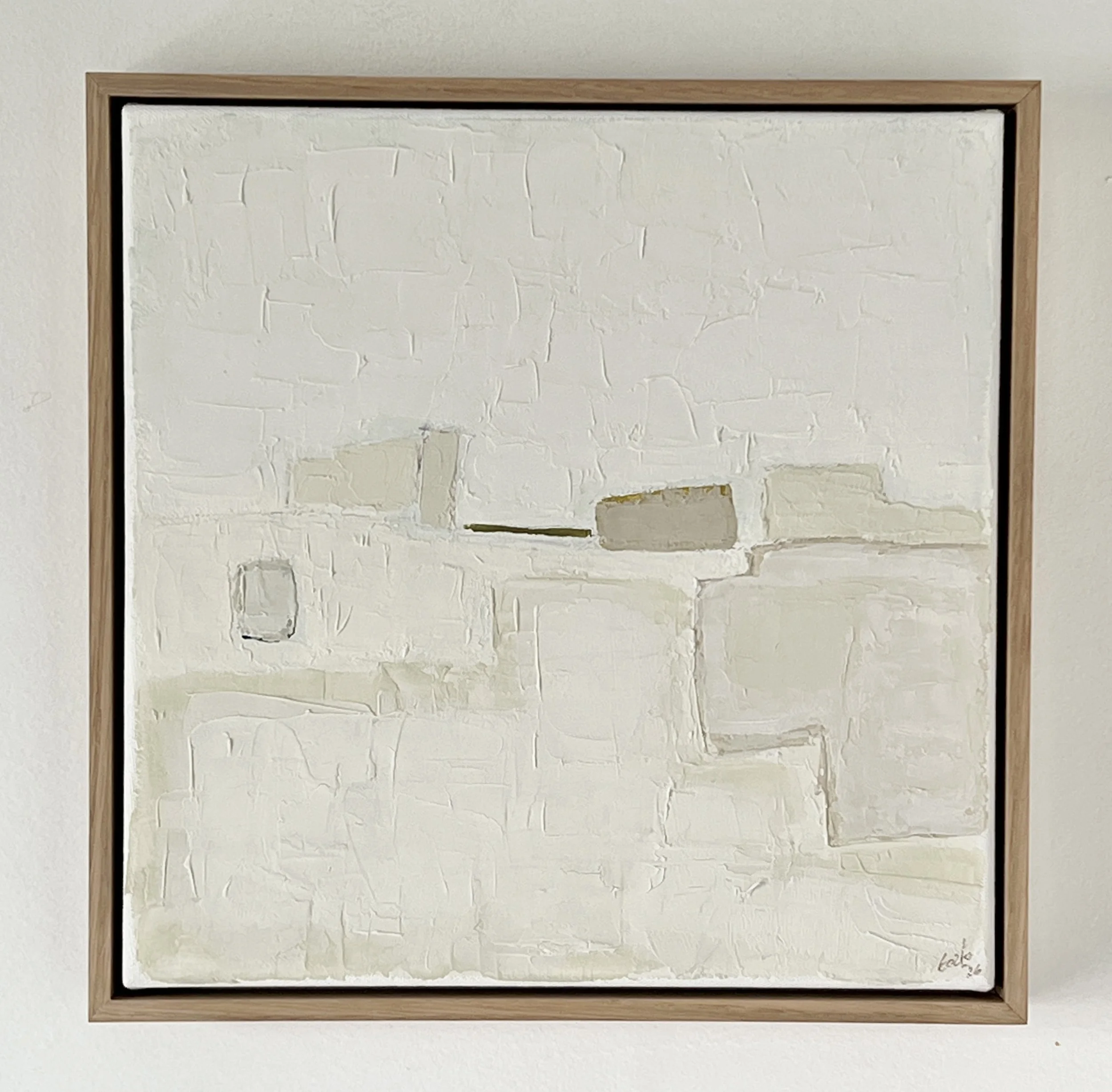 SOLD 12x12 impasto acrylic on canvas framed with white oak