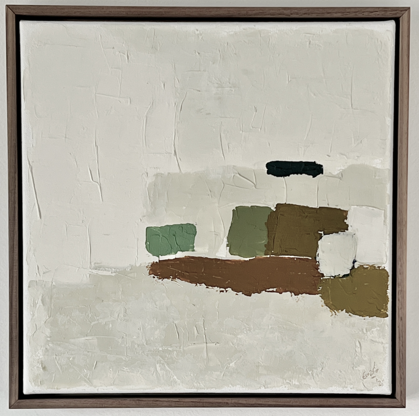 (Available) 12x12 acrylic impasto on canvas with walnut floating frame